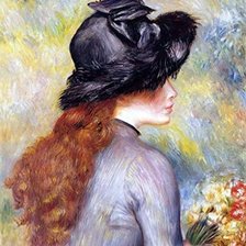 Схема вышивки «Young Girl Holding at Bouquet of Flowers.»