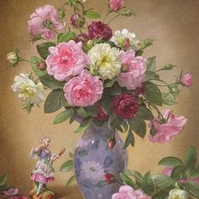 Схема вышивки «Букет и пастушка»