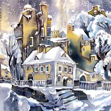 Схема вышивки «Зимний город.»