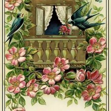 Схема вышивки «Ласточки. Винтаж.»