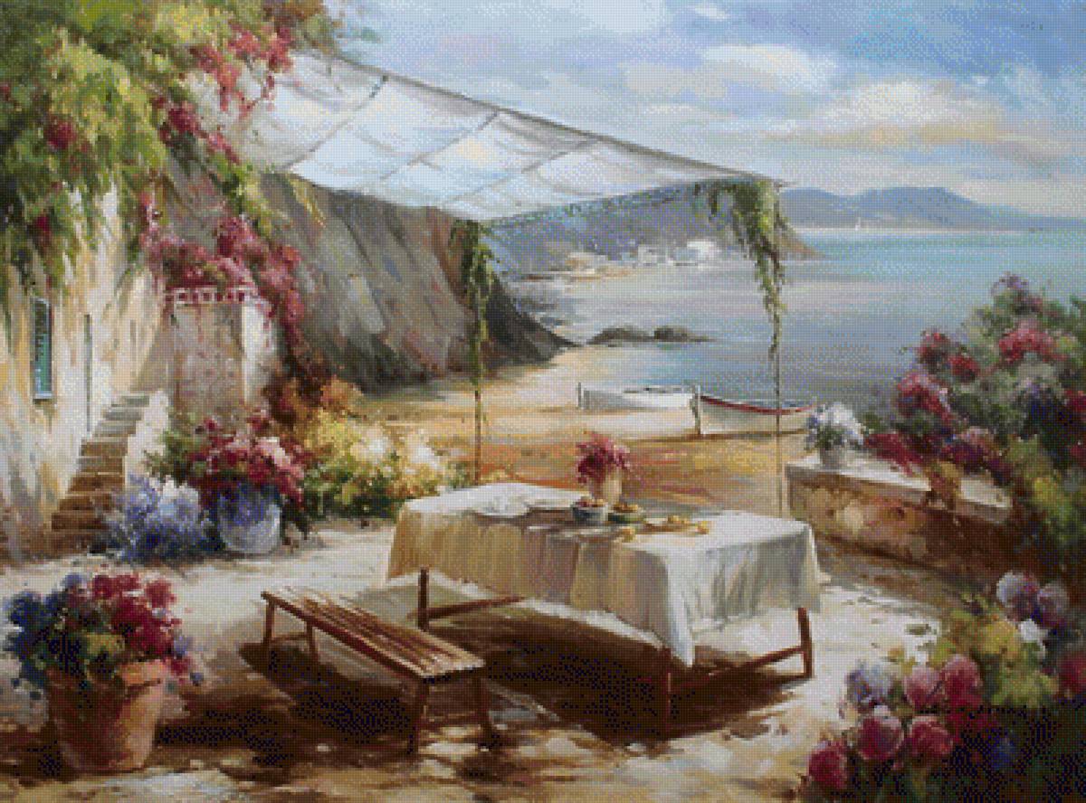 First Light On The Lake. - lucio campana painter.seascapes.flowers and gardens. - предпросмотр