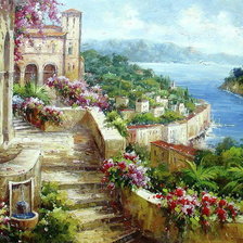 Схема вышивки «Villa Over Portofino.»