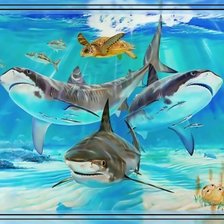 Схема вышивки «Акулы. Подводный мир.»