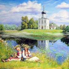 Схема вышивки «На Троицу /худ. Ольга Симонова/»