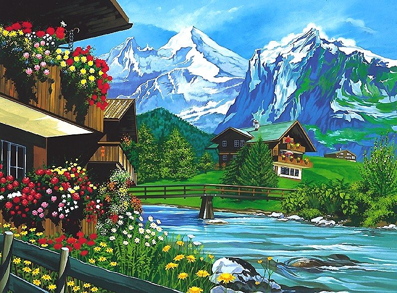 ДЕРЕВЕНЬКА В АЛЬПАХ - оригинал