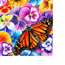 Схема вышивки «Бабочка и анютины глазки»