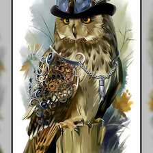 Схема вышивки «Сова в цилиндре.»