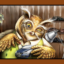 Филин чинит игрушки.