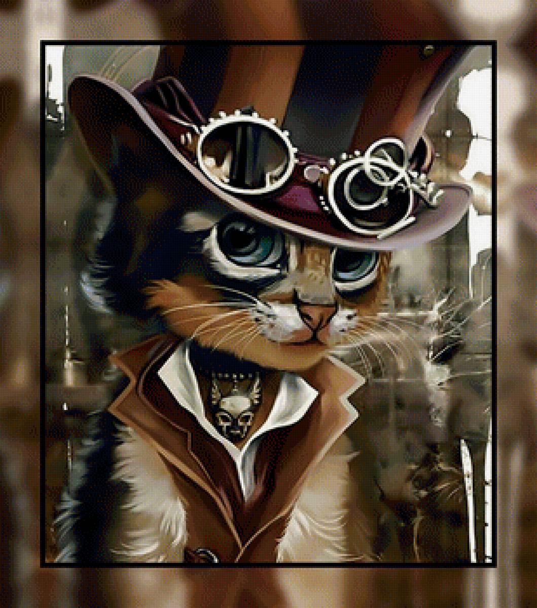 Кот в цилиндре. - цилиндр, очки, детская., кот - предпросмотр