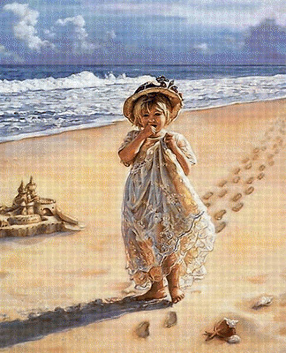 Footprints in the Sand. - sandra kuck painters.seascenes.children. - предпросмотр