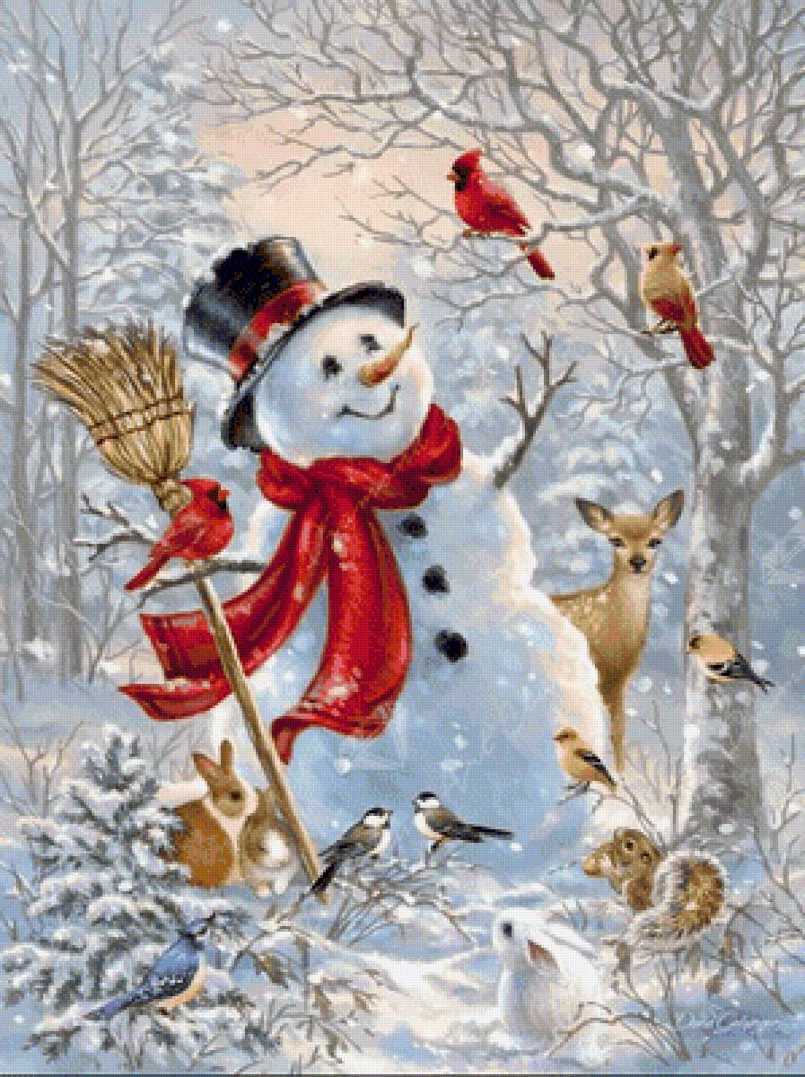 Frosty Forest Friend. - dona gelsinger paints.snowscenes.christmas. - предпросмотр