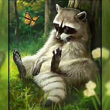 Схема вышивки «Енот и бабочка.»