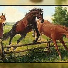 Схема вышивки «Лошади.»