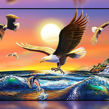 Схема вышивки «Орлы над морем.»