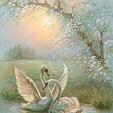 Схема вышивки «лебеди»