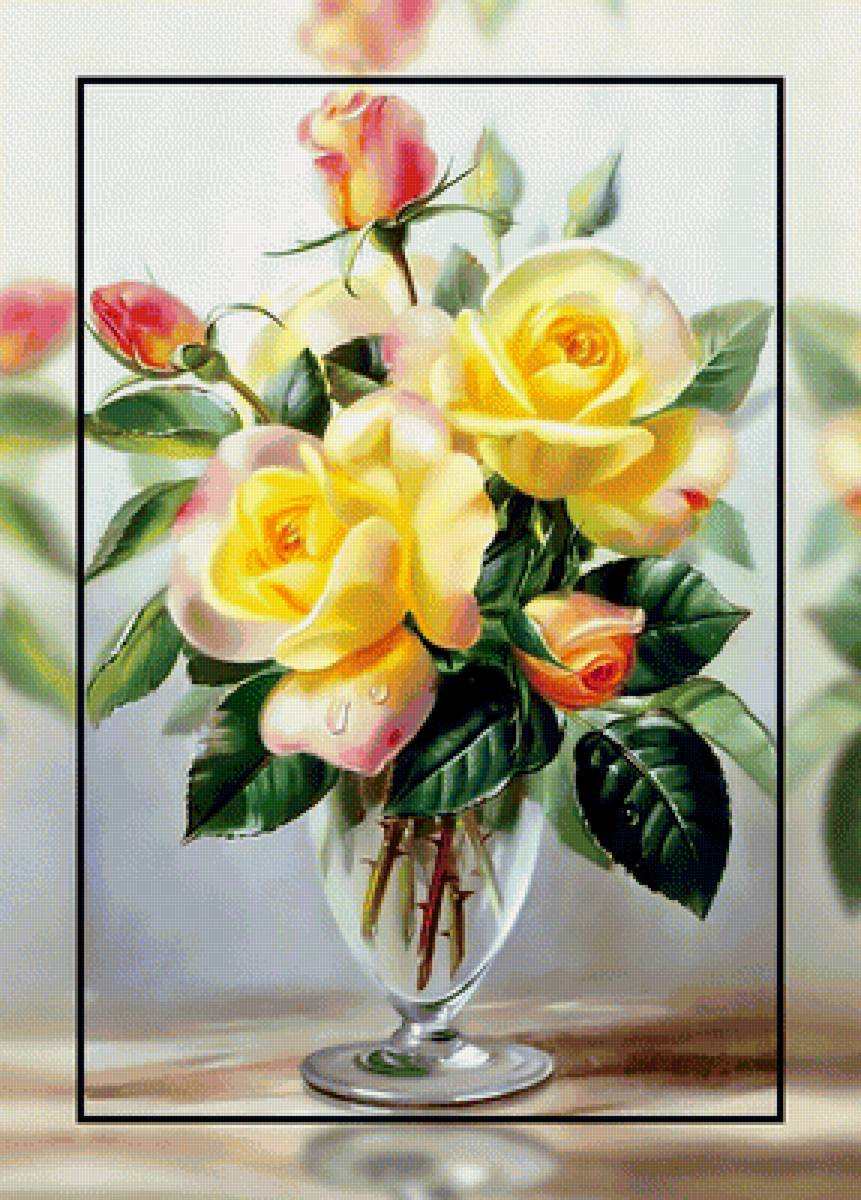 Букет жёлтых роз2. - букет, желтые., цветы, розы - предпросмотр