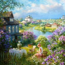 Схема вышивки «Весна в деревне»