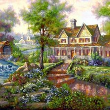 Схема вышивки «River Sand Houses Grass.»