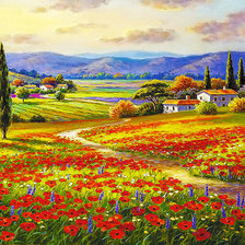 Схема вышивки «Таскана поле с маками»