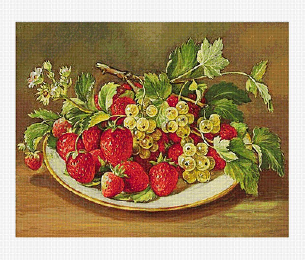 Натюрморт - клубника, фрукты, смородина - предпросмотр