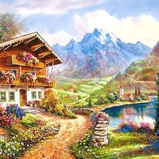 Схема вышивки «ДОМИК В ДОЛИНЕ»