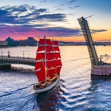 Схема вышивки «Алые паруса в Санкт-Петербурге»