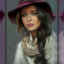 Схема вышивки «Девушка в шляпке.»