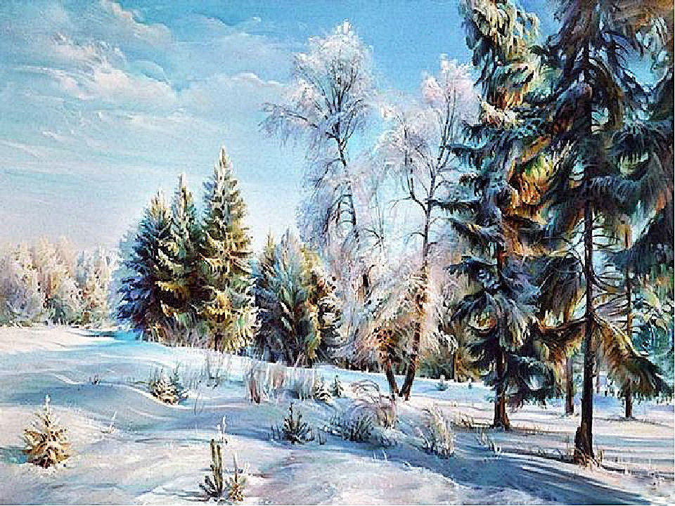 Зимний пейзаж - снег, зима, лес - оригинал