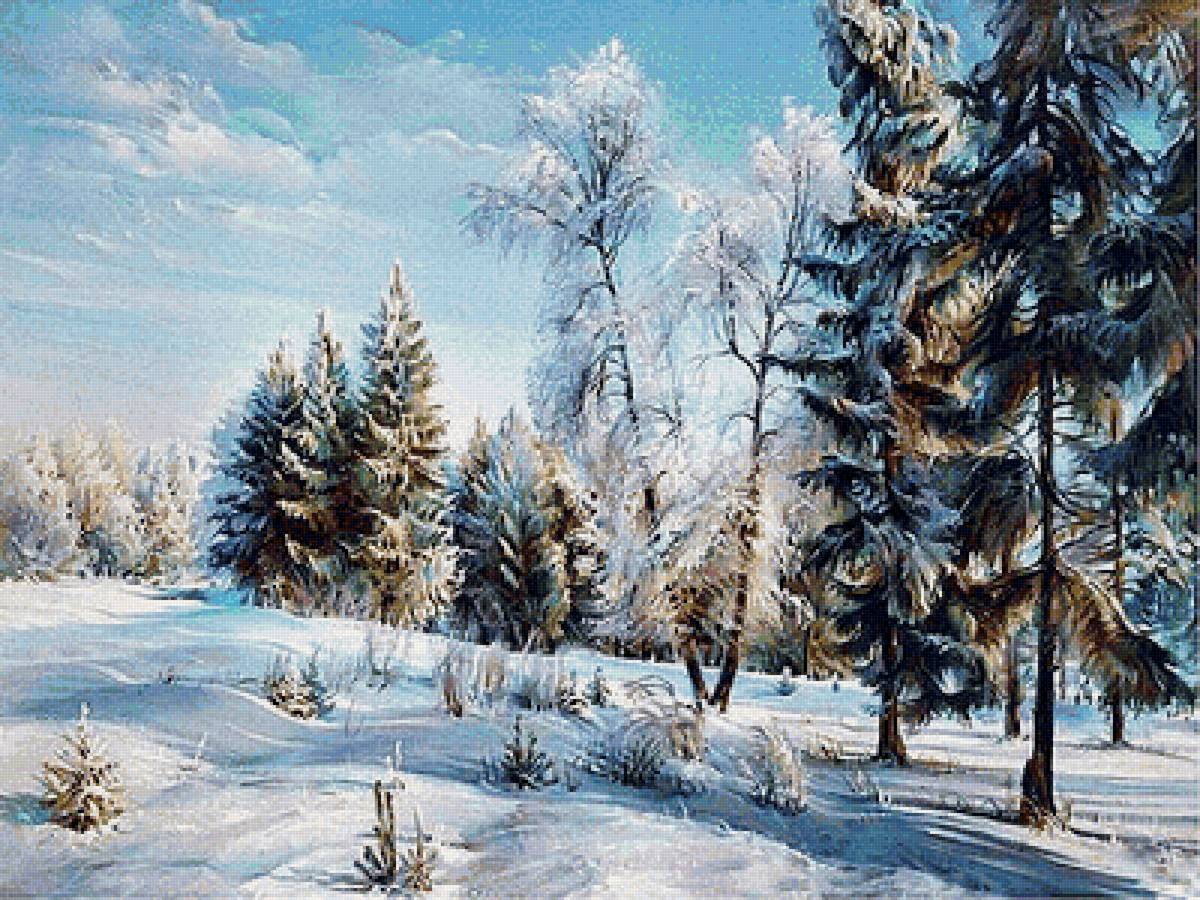 Зимний пейзаж - зима, снег, лес - предпросмотр