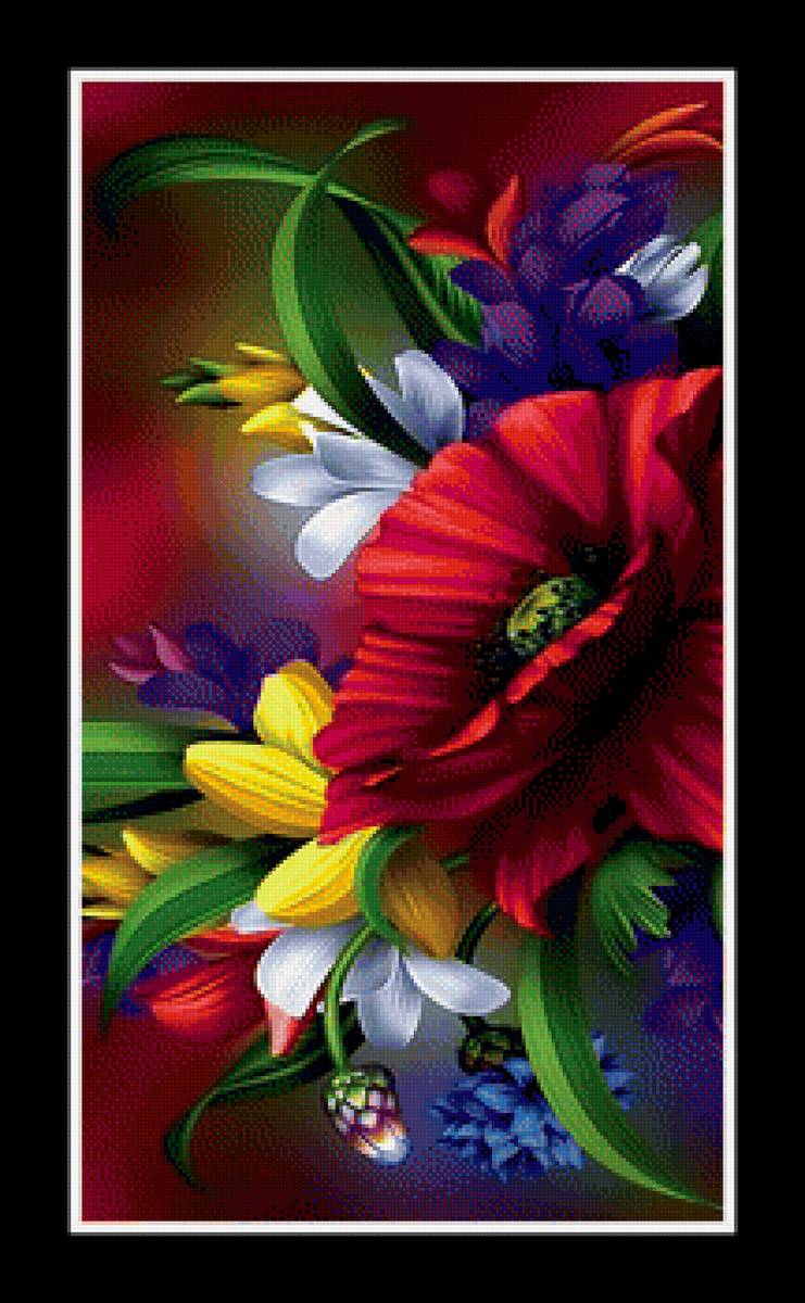 Яркий букет. - яркие, цветы. - предпросмотр