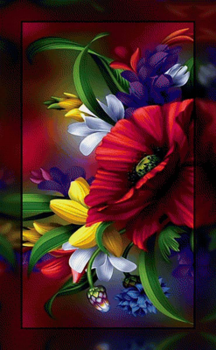 Яркий букет2. - букет., яркие, цветы - предпросмотр