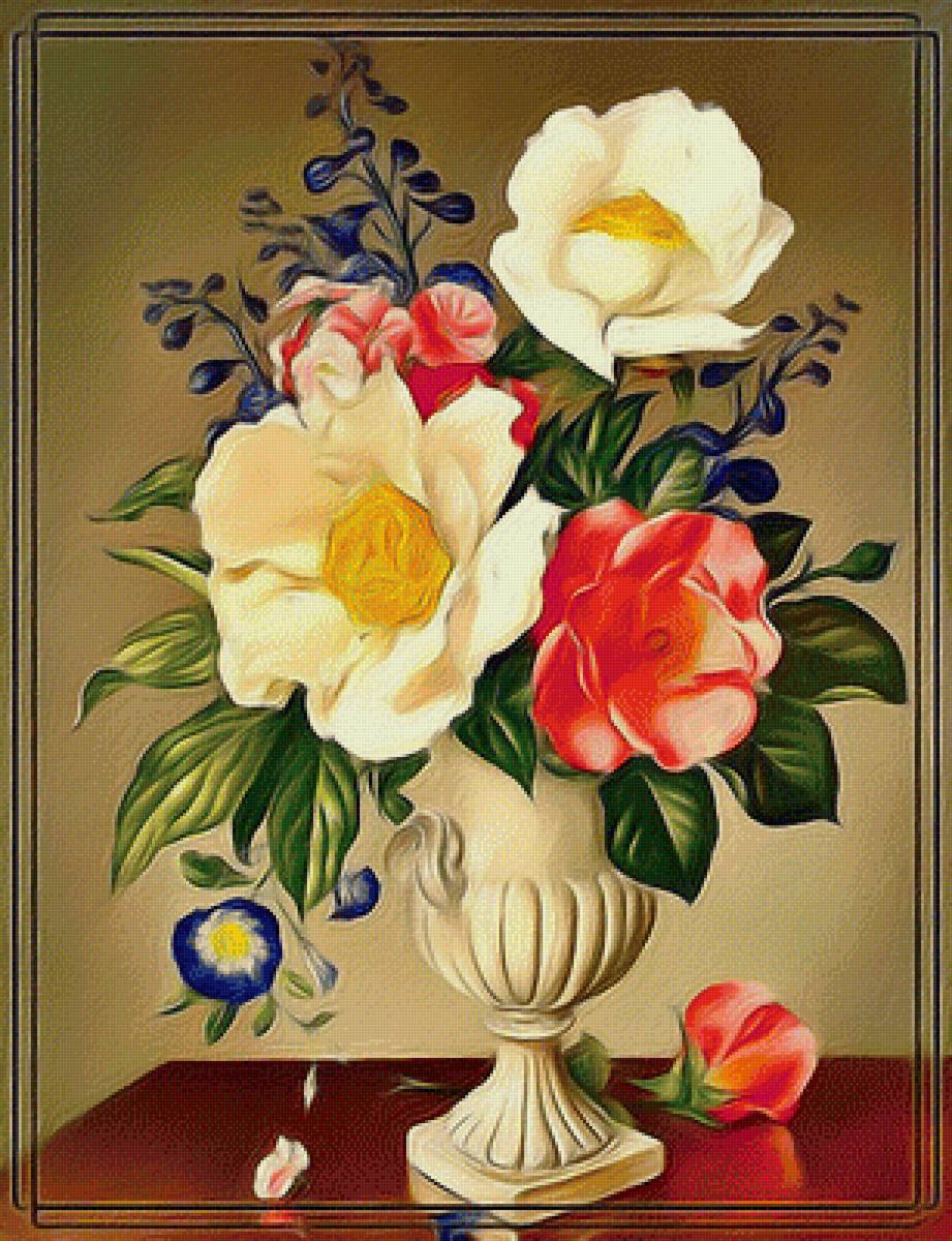 Букет цветов. - цветы, букет, ваза., розы - предпросмотр