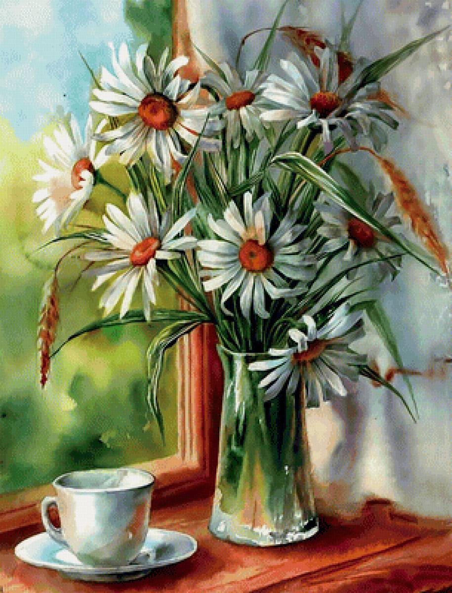 Ромашки. - букет, натюрморт., цветы, ромашки - предпросмотр