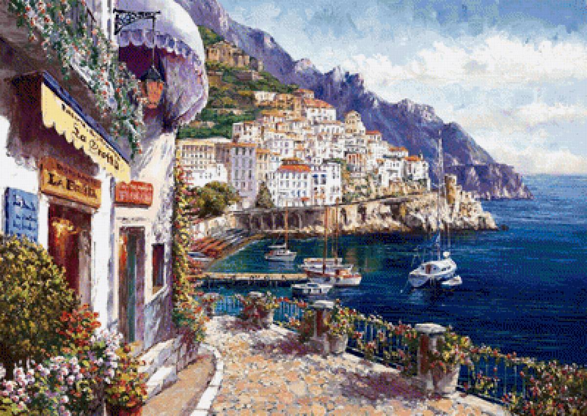Afternoon in Amalfi. - sung sam park paintings.seascape. - предпросмотр