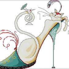 Схема вышивки «Кошка с мартини»