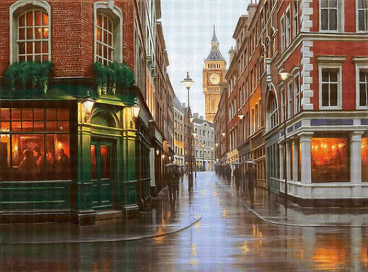 Серия "Городской пейзаж". Осень в городе - дома, городской пейзаж, осень - предпросмотр