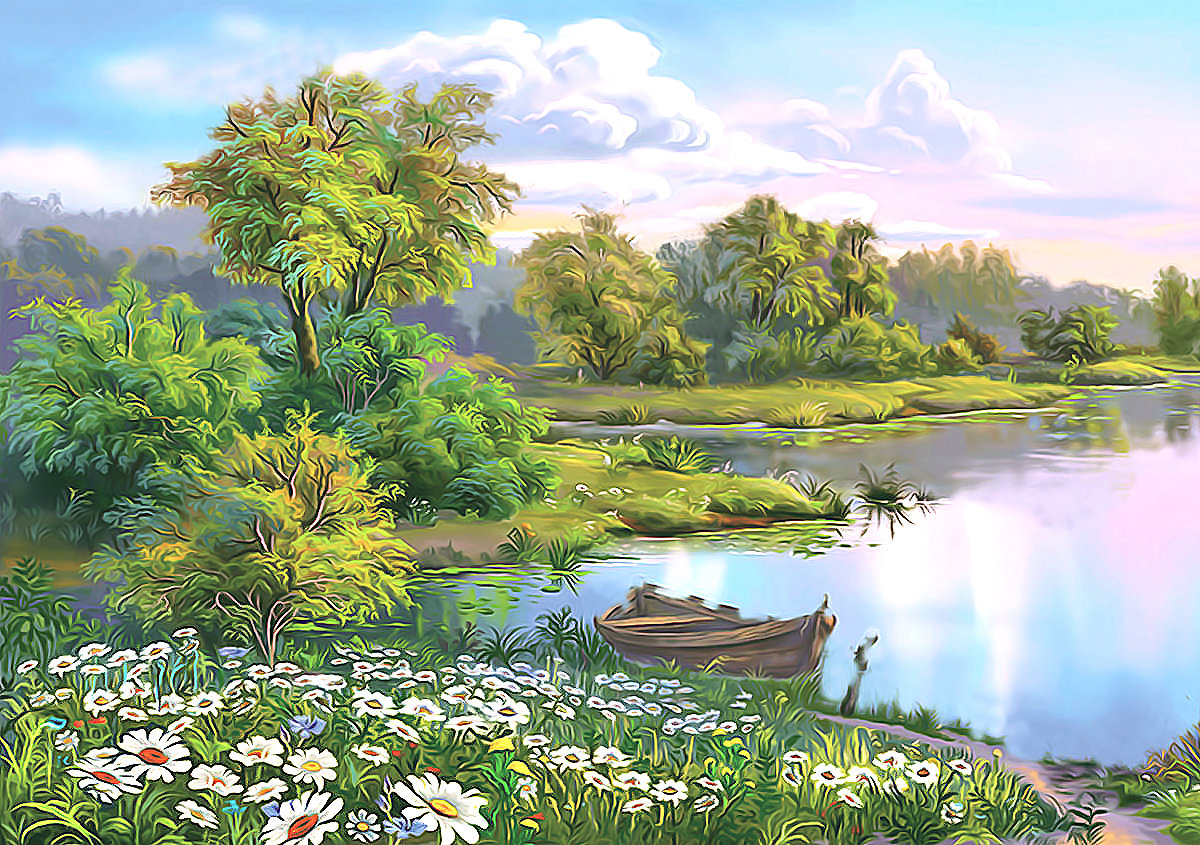 Серия "Пейзаж" - природа, лес, речка, пейзаж - оригинал