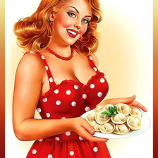 Схема вышивки «Хозяюшка с пельмешками.»