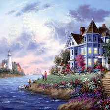 Схема вышивки «Дом у моря»