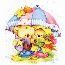 Схема вышивки «Мишки под зонтиком»