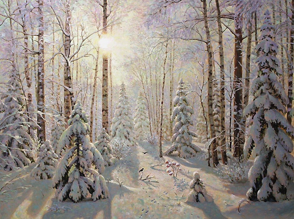 картина - лес, зима - оригинал