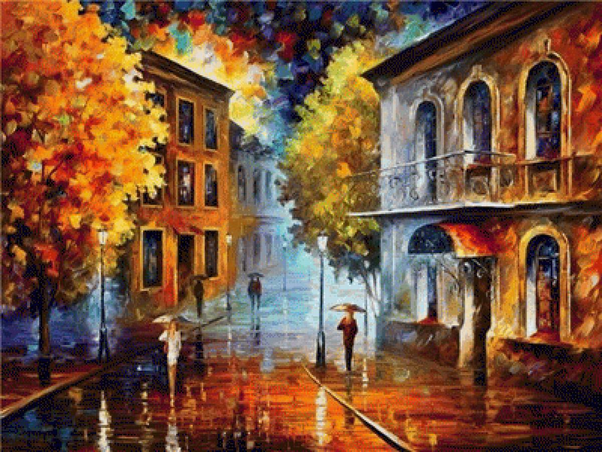 Night Street. - isaac afremov paintings.scenarys.people. - предпросмотр