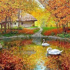 Схема вышивки «осенний пруд»