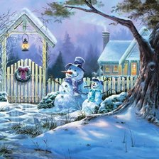 Схема вышивки «Новый год снеговики»