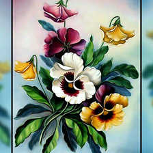 Схема вышивки «Анютины глазки.»