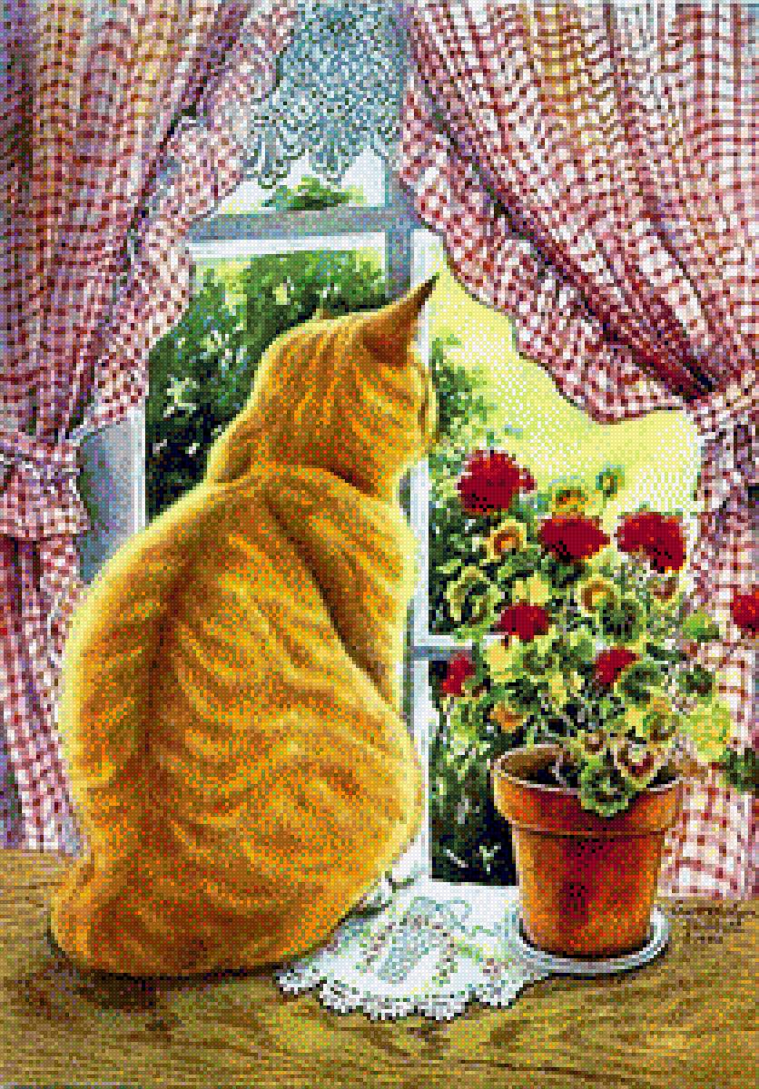 серия "окна" - окно, интерьер, кот - предпросмотр