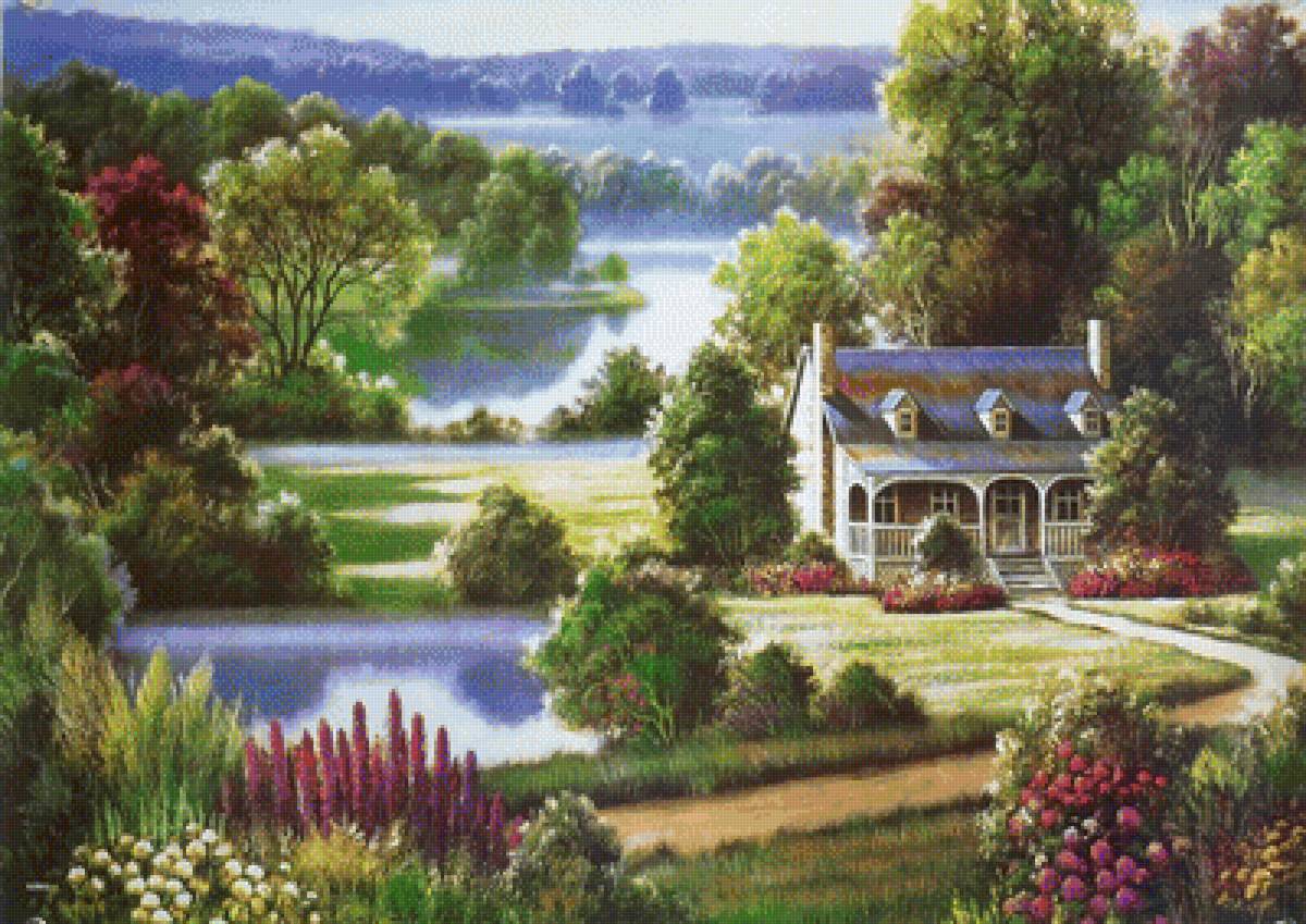 A Beautiful House Amidst Nature. - landscapes.scenarys. - предпросмотр