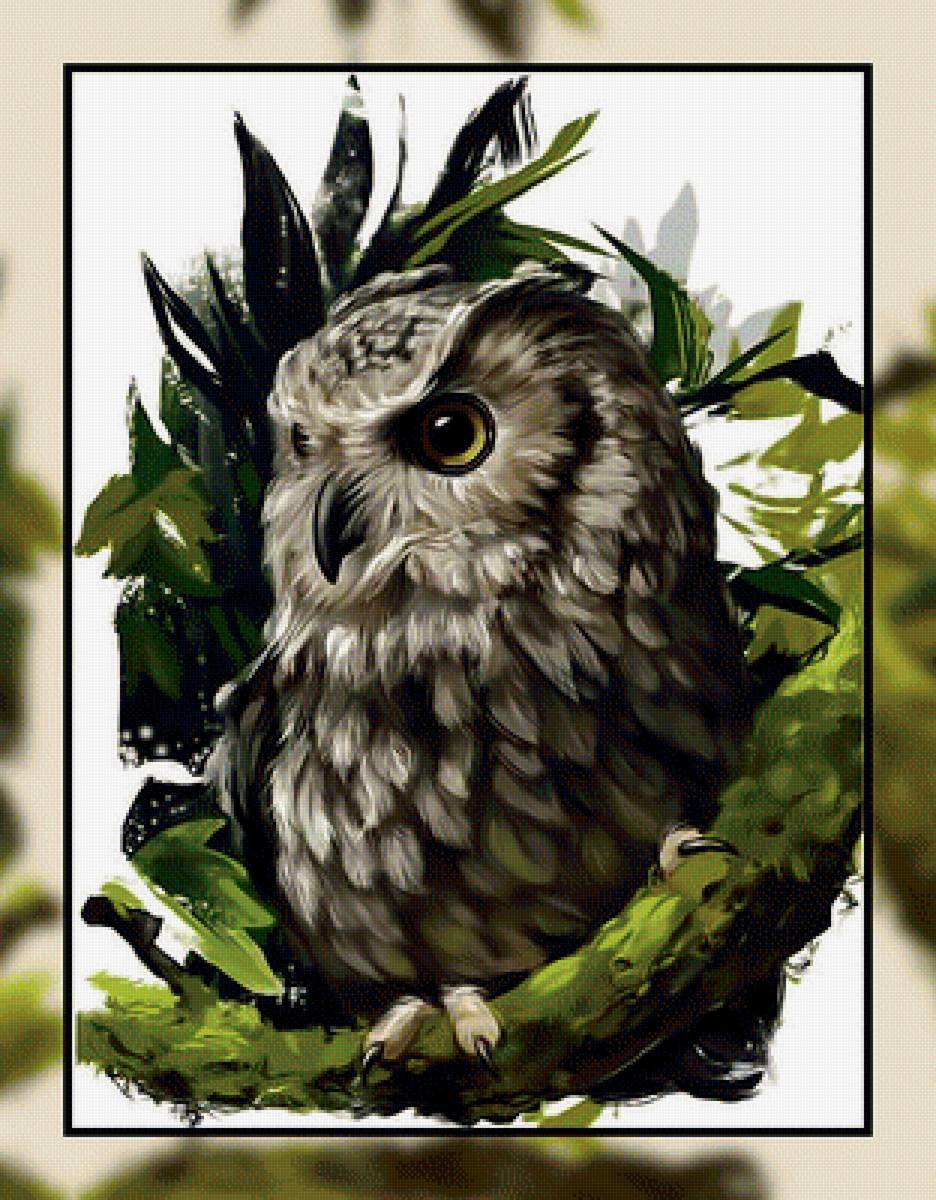 Сова. - птица, картина, акварель., сова - предпросмотр