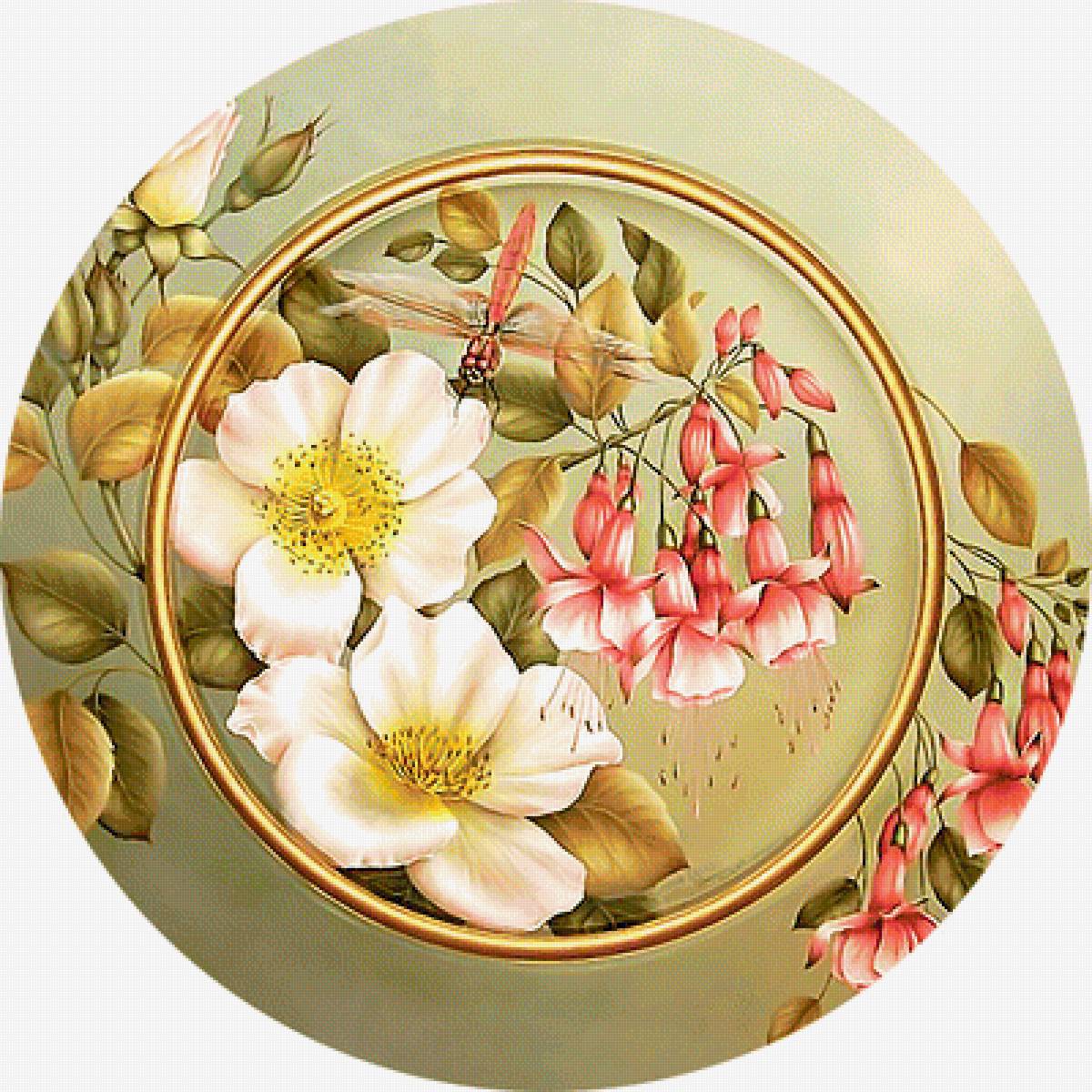 Серия "Розы". Шиповник - стрекоза, цветы, фуксия, флора, розы, шиповник - предпросмотр