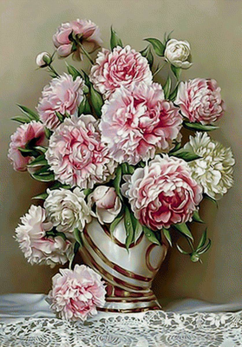 Пионы. Живопись. - картина, букет, пионы, живопись. - предпросмотр